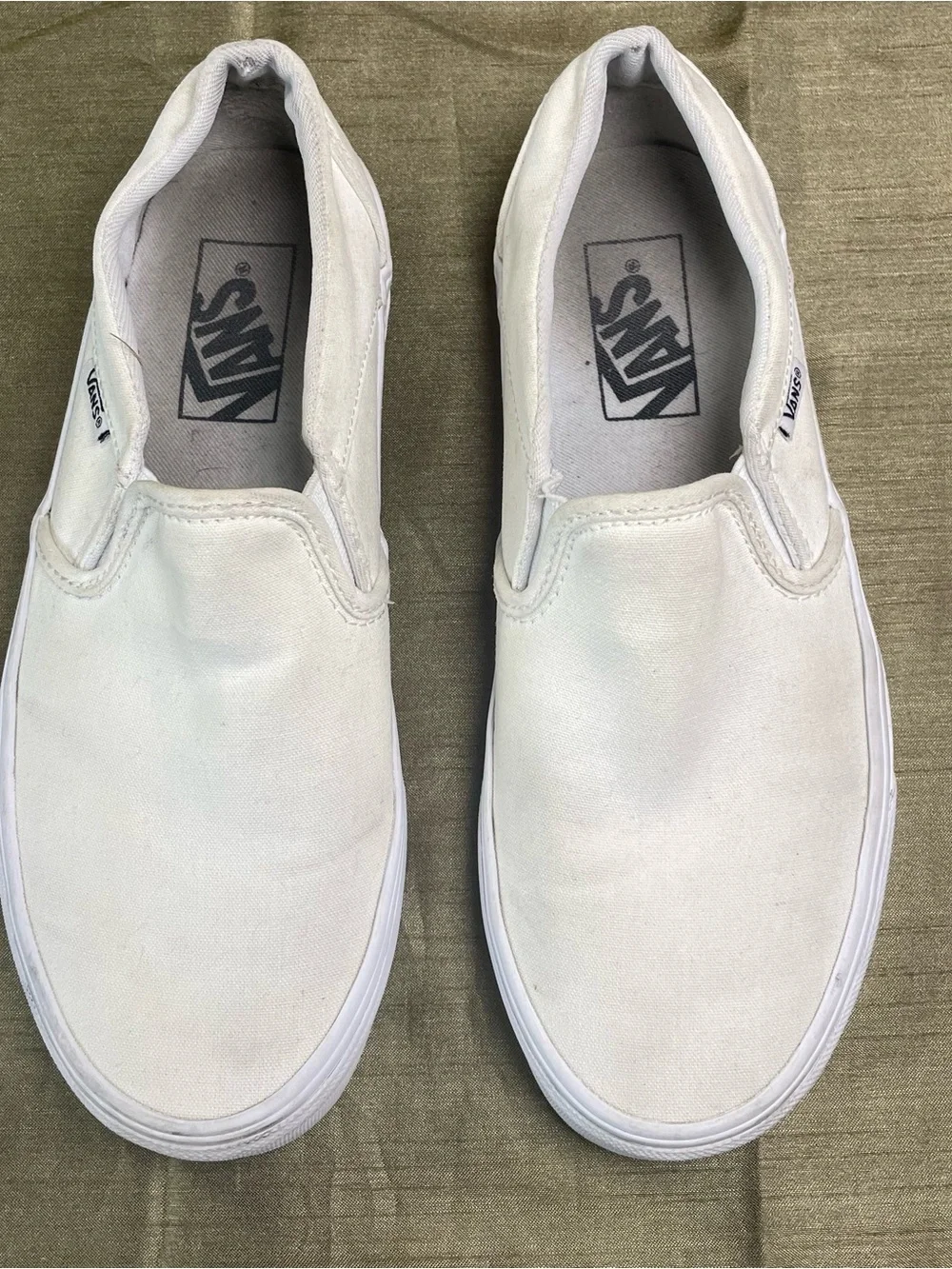 Vans White Canvas Slip-On Shoes Size Womens 7